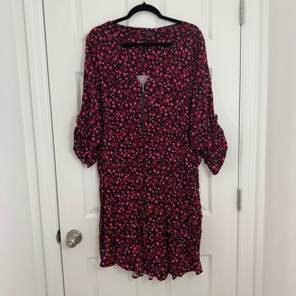 Torrid Heart Print Stretch Challis Zip Front Dress 3X - Picture 4 of 12